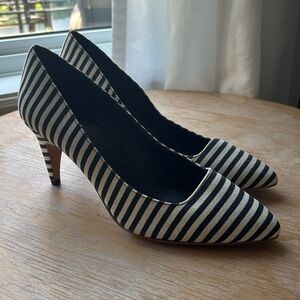 Kate Spade black-and-white striped heels